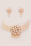 Shop_Zevar By Geeta_Gold Plated Stones, Pearls, Crystals Kundan Studded Choker Set _at_Aza_Fashions