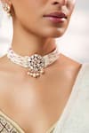 Shop_Zevar By Geeta_Multi Color Pearls, Stones, Beads Kundan Studded Choker Set _Online_at_Aza_Fashions