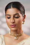 Buy_Zevar By Geeta_Gold Plated Stones, Pearls, Crystals Kundan Studded Temple Choker Set _at_Aza_Fashions