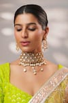 Zevar By Geeta_Gold Plated Gemstones, Pearls, Moissanite And Polki Choker Set _Online_at_Aza_Fashions
