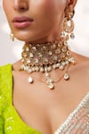 Buy_Zevar By Geeta_Gold Plated Gemstones, Pearls, Moissanite And Polki Choker Set _Online_at_Aza_Fashions