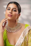 Zevar By Geeta_Gold Plated Stones, Crystals Kundan And Polki Necklace Set _Online_at_Aza_Fashions