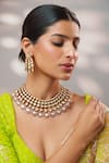Buy_Zevar By Geeta_Gold Plated Stones, Crystals Kundan And Polki Necklace Set _at_Aza_Fashions