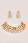 Shop_Zevar By Geeta_Gold Plated Stones, Crystals Kundan And Polki Necklace Set _at_Aza_Fashions