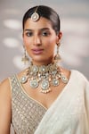 Shop_Zevar By Geeta_Gold Plated Pearls, Stones, Crystals Kundan And Polki Tassel Drops Necklace Set _Online_at_Aza_Fashions