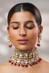 Buy_Zevar By Geeta_Gold Plated Stones, Pearls, Beads, Kundan And Polki Embellished Choker Set _Online_at_Aza_Fashions