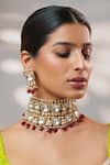 Buy_Zevar By Geeta_Gold Plated Stones, Pearls, Beads, Kundan And Polki Embellished Choker Set _at_Aza_Fashions