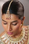Zevar By Geeta_Gold Plated Stones, Pearls, Crystals Kundan And Polki Embellished Necklace Set _at_Aza_Fashions