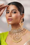 Zevar By Geeta_Gold Plated Stones, Pearls, Crystals Kundan And Jadau Necklace Set _Online_at_Aza_Fashions
