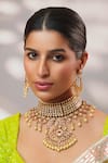 Buy_Zevar By Geeta_Gold Plated Stones, Pearls, Crystals Kundan And Jadau Necklace Set _at_Aza_Fashions