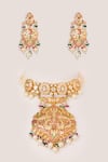 Shop_Zevar By Geeta_Multi Color Stones, Pearls, Crystals Kundan And Jadau Choker Set _at_Aza_Fashions