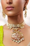Shop_Zevar By Geeta_Multi Color Stones, Pearls, Crystals Kundan And Jadau Choker Set _Online_at_Aza_Fashions