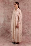 Buy_Doodlage_Beige Bemberg, Linen Collared, V-neck Printed Tunic 