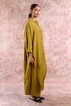 Doodlage_Green Bemberg, Linen Collared, V-neck Tunic And Pleated Pant Set _at_Aza_Fashions
