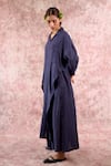 Shop_Doodlage_Navy Bemberg, Linen Collared, V-neck Tunic _Online_at_Aza_Fashions