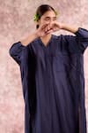 Shop_Doodlage_Navy Bemberg, Linen Collared, V-neck Tunic 