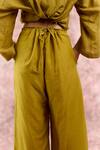Shop_Doodlage_Green Bemberg, Linen Pleated Pant _at_Aza_Fashions