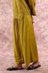 Doodlage_Green Bemberg, Linen Pleated Pant _Online_at_Aza_Fashions