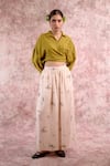 Buy_Doodlage_Beige Bemberg, Linen Printed Pant _at_Aza_Fashions