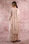 Doodlage_Beige Bemberg, Linen Round Neck Gathered Front Button Tunic _Online_at_Aza_Fashions