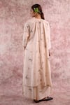 Doodlage_Beige Bemberg, Linen Round Neck Printed Gathered Tunic _Online_at_Aza_Fashions