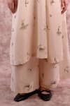 Doodlage_Beige Bemberg, Linen Round Neck Printed Tunic And Pant Set _at_Aza_Fashions