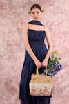 Buy_Doodlage_Navy Bemberg, Silk, Linen, Georgette Square Neck Muga Tunic Pant Set 
