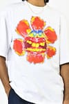 Shop_Huemn_White Cotton, Jersey Bright Orange Expressions T-shirt _Online_at_Aza_Fashions