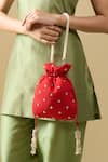 Buy_Nazaakat By Samara Singh_Red Embroidery, Zari, Beads, Tassels Myra Hand Potli Bag _at_Aza_Fashions