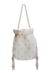 Buy_Nazaakat By Samara Singh_Off White Embroidery, Zari, Beads, Tassels Myra Hand Potli Bag _Online_at_Aza_Fashions