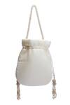 Shop_Nazaakat By Samara Singh_Off White Embroidery, Zari, Beads, Tassels Myra Hand Potli Bag _at_Aza_Fashions