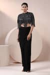 Buy Chaashni By Maansi And Ketan Black Lycra, Net Sequins, Beads, Embroidered Cape And Draped Dhoti Pant Set at Aza Fashions Buy_Chaashni By Maansi And Ketan_Black Lycra, Net Sequins, Beads, Embroidered Cape And Draped Dhoti Pant Set _at_Aza_Fashions