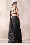 Chaashni By Maansi And Ketan_Black Net, Organza Beads, Crystals, Embellished Pre-draped Saree With Blouse _Online_at_Aza_Fashions