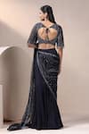 Chaashni By Maansi And Ketan_Navy Net, Crepe Sequins, Beads, Pre-draped Lehenga Saree With Embroidered Blouse _Online_at_Aza_Fashions