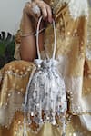 Shop_Plode_Silver Mirrors, Beads, Sequins Drop Potli Bag _at_Aza_Fashions