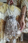 Plode_Silver Mirrors, Beads, Sequins Drop Potli Bag _Online_at_Aza_Fashions
