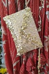 Plode_Gold Sequins, Beads, Tassels Lifafa Embellished Envelope Clutch _Online_at_Aza_Fashions