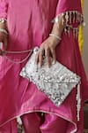 Shop_Plode_Silver Sequins, Beads Lifafa Embellished Envelope Clutch _at_Aza_Fashions