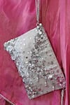 Buy_Plode_Silver Sequins, Beads Lifafa Embellished Envelope Clutch _at_Aza_Fashions