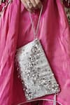 Shop_Plode_Silver Sequins, Beads Lifafa Embellished Envelope Clutch _Online_at_Aza_Fashions