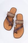 Buy_Sandalwali_Brown Metallic Thread Inca Handcrafted Leather Sandals _at_Aza_Fashions