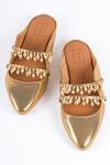 Buy_Sandalwali_Gold Beads, Pearls Fatima Tassel Flat Mule Sandals _at_Aza_Fashions