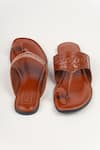 Shop Sandalwali Brown Cut Work Luna Leather Kolhapuri Flat Sandals at Aza Fashions Shop_Sandalwali_Brown Cut Work Luna Leather Kolhapuri Flat Sandals _at_Aza_Fashions