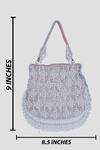 Nazaakat By Samara Singh_Pink Beads, Tassels Beaded Floral Pattern Potli Bag _at_Aza_Fashions