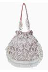 Nazaakat By Samara Singh_Pink Beads, Tassels Beaded Floral Pattern Potli Bag _Online
