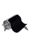 Buy_Nazaakat By Samara Singh_Silver Tassels Floral Embossed Metal Clutch Bag _Online_at_Aza_Fashions