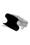 Nazaakat By Samara Singh_Silver Floral Embossed Metal Clutch With Handle _Online_at_Aza_Fashions