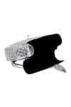 Buy_Nazaakat By Samara Singh_Silver Floral Embossed Metal Clutch With Handle _Online_at_Aza_Fashions