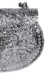 Shop Nazaakat By Samara Singh Silver Floral Embossed Metal Clutch With Handle Online at Aza Fashions Shop_Nazaakat By Samara Singh_Silver Floral Embossed Metal Clutch With Handle _Online_at_Aza_Fashions