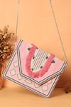 Buy Nazaakat By Samara Singh Pink Beads, Fringe Geometric Beaded Boho Bag at Aza Fashions Buy_Nazaakat By Samara Singh_Pink Beads, Fringe Geometric Beaded Boho Bag _at_Aza_Fashions